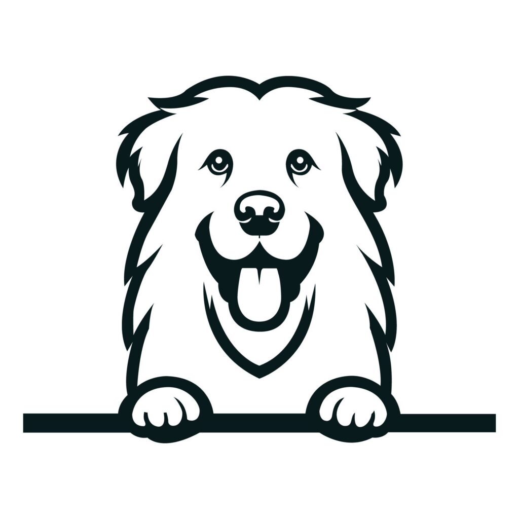 Black And White Maremmano-Abruzzese Sheepdog peeking face illustration vector Free Vector