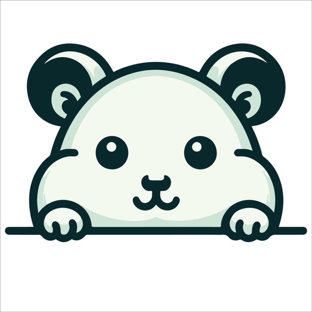 black and white Peeking Hamster face illustration Free Vector