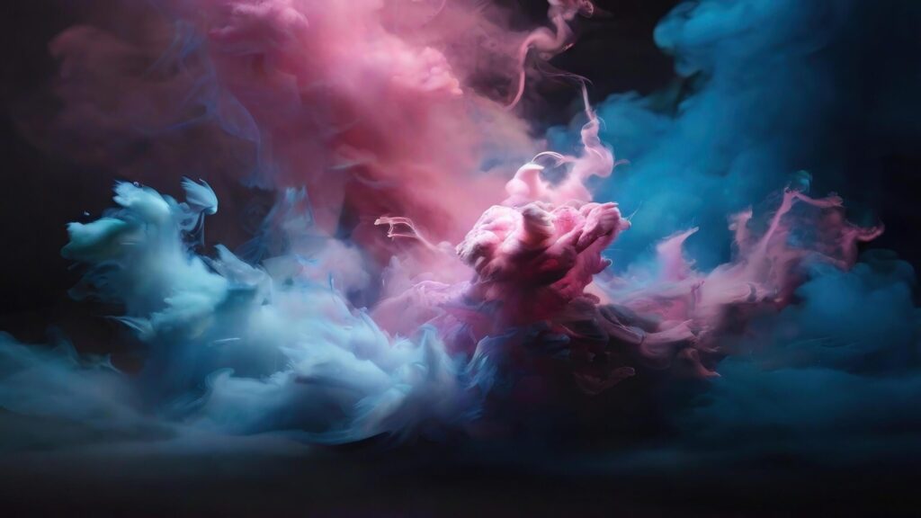 blue and pink colored smoke on a black background Free Photo