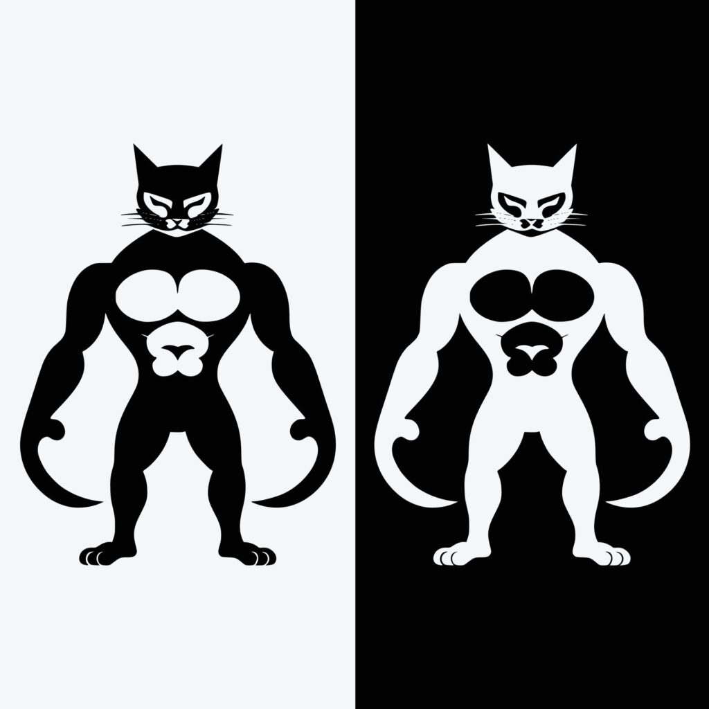 Bodybuilding Cat Vector Illustration Free Vector