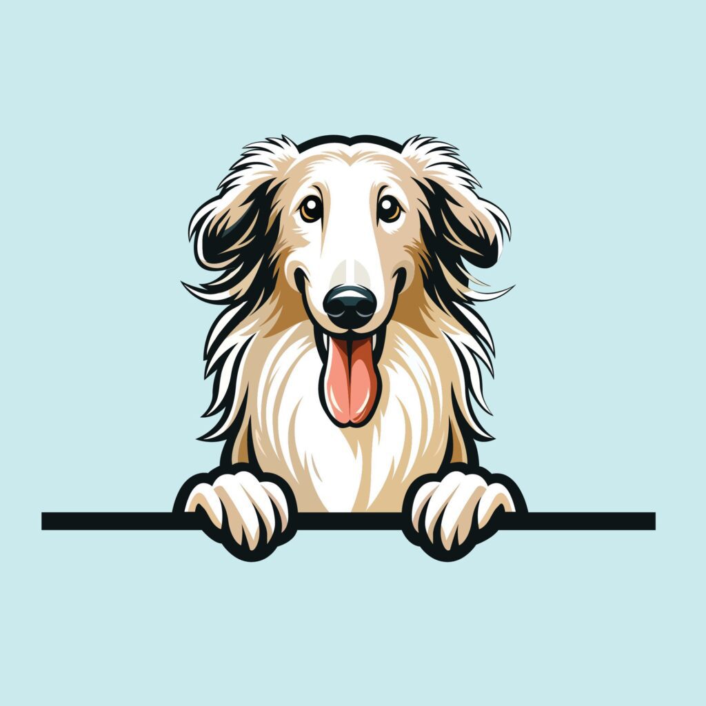 Borzoi peeking face illustration vector Free Vector