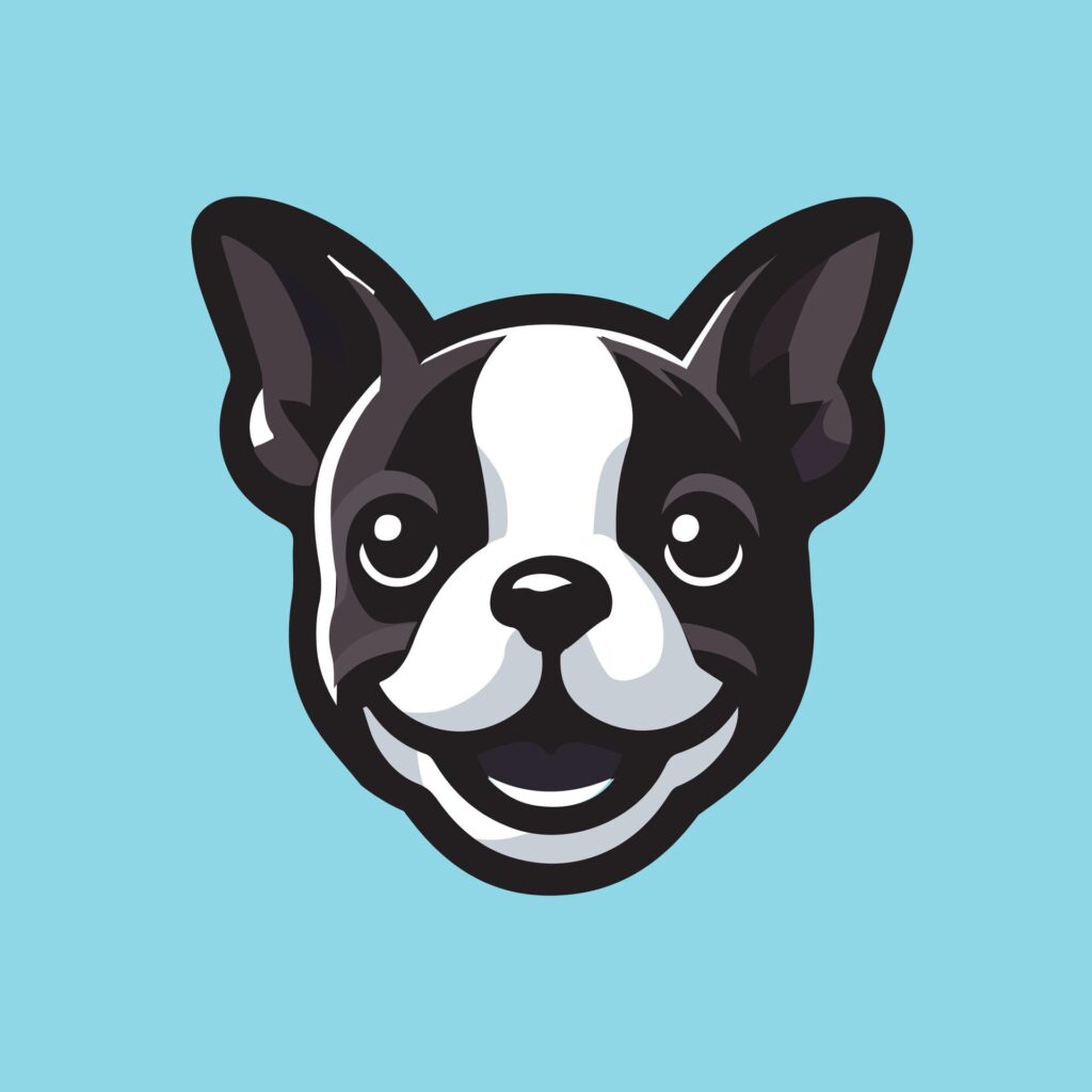 Boston Terrier face art vector illustration Free Vector