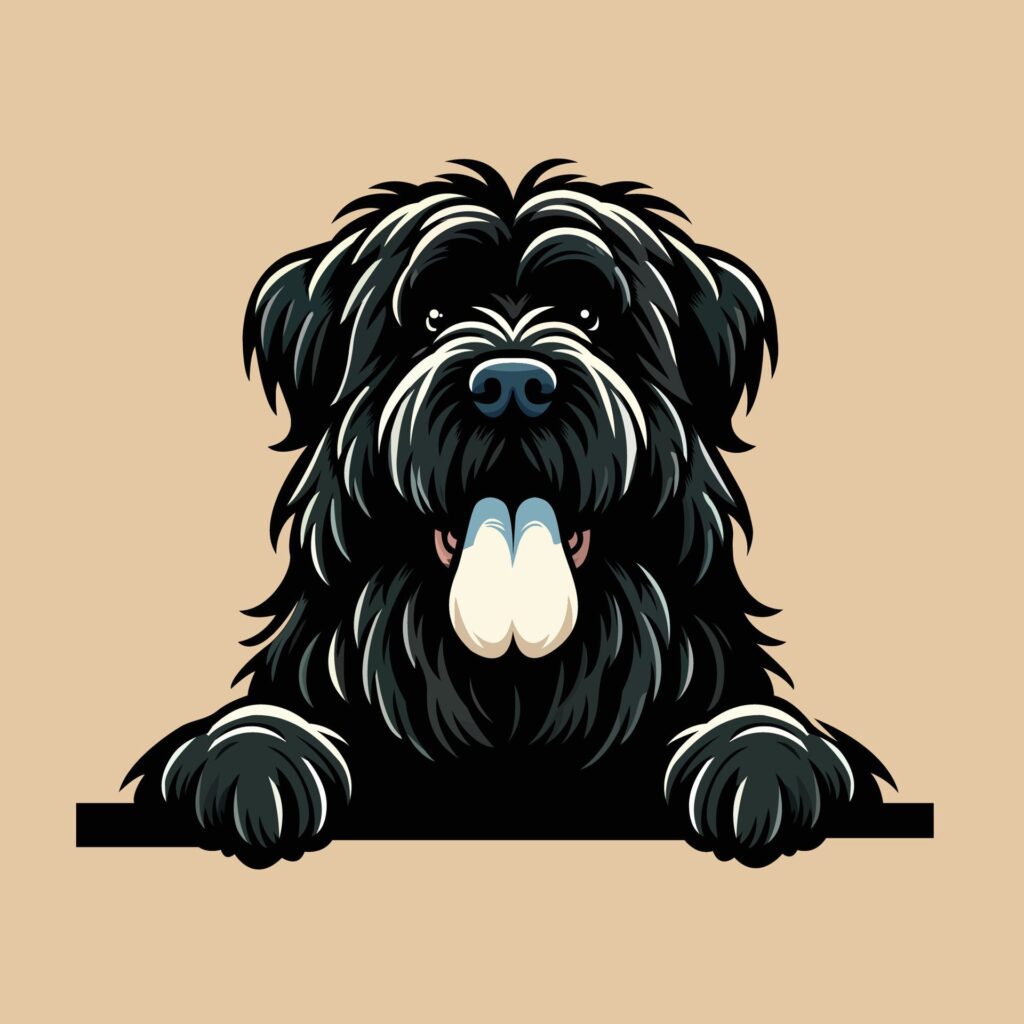 Bouvier des Flandres peeking face illustration vector Free Vector