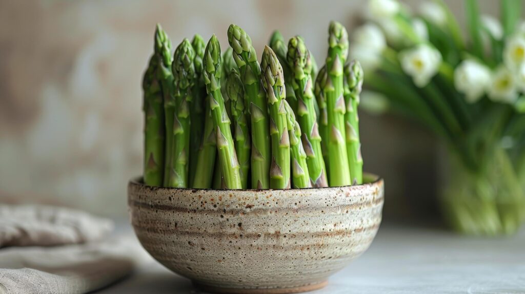 Bowl of Asparagus on Table Free Photo