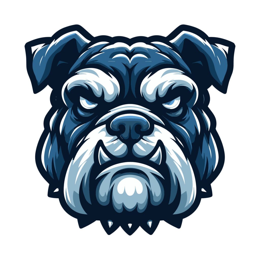 brave animal bulldog head face mascot design vector illustration, logo template isolated on white background Free Vector