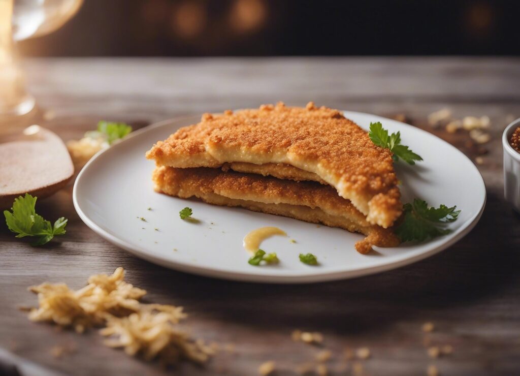 Breaded Wiener Schnitzel on a plate with lemon Free Photo