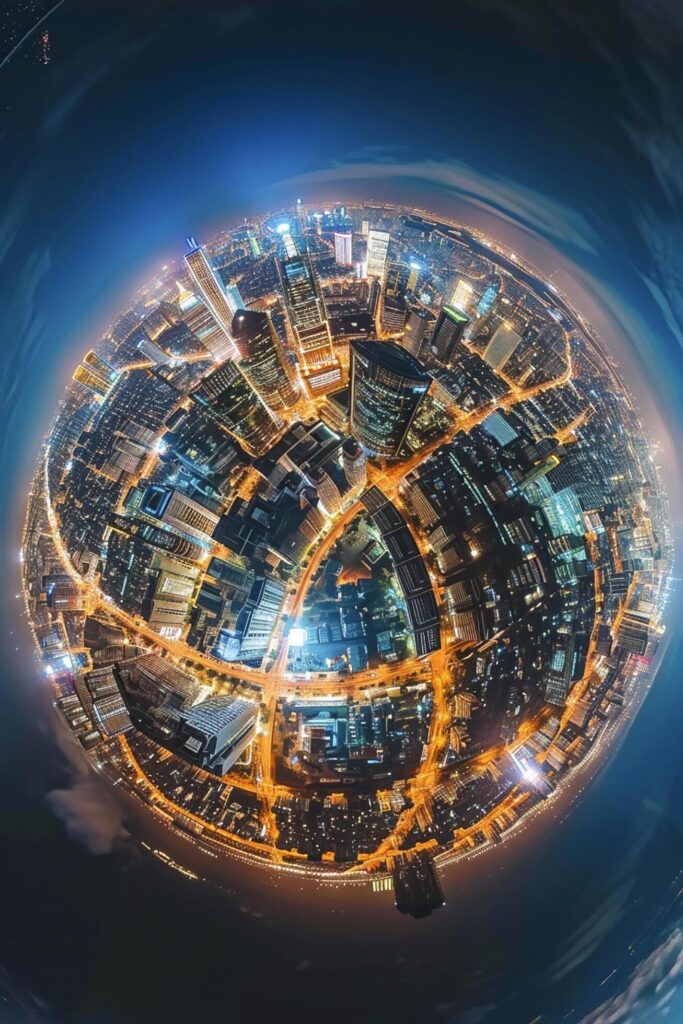 breathtaking aerial night view of a vibrant cityscape Ai generated Free Photo