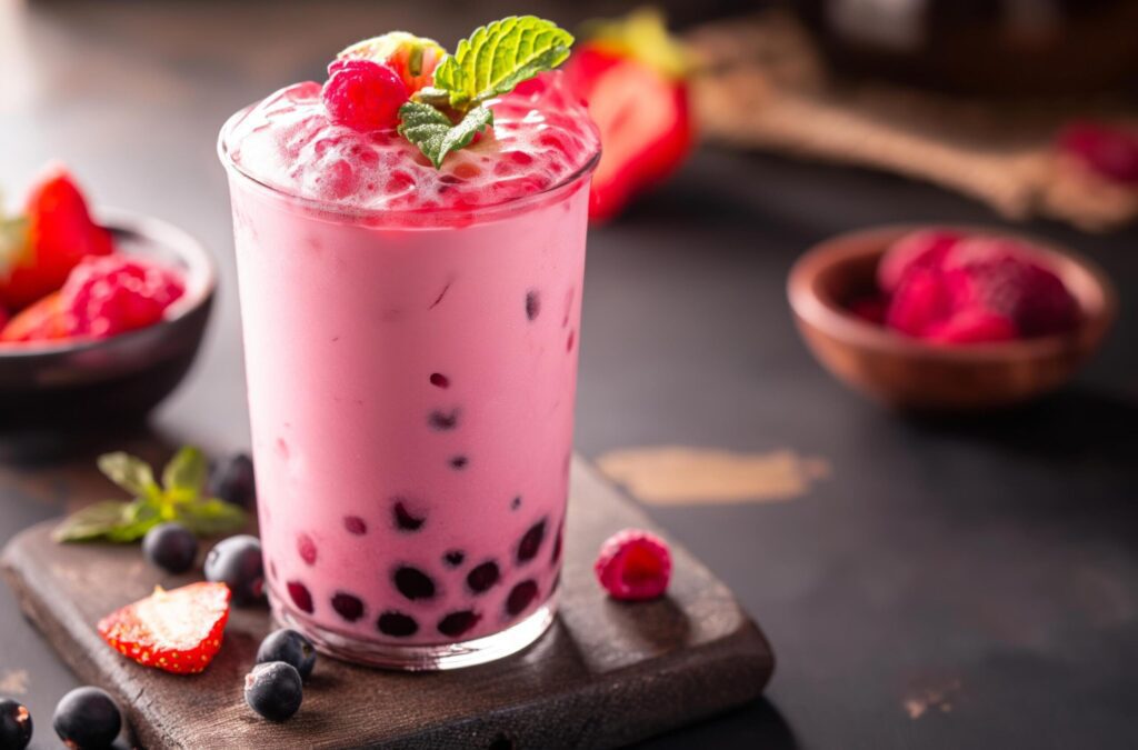 Bubble tea with berries Free Photo