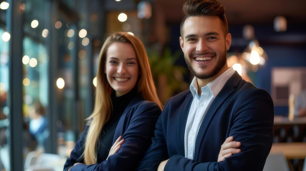 AI generated Business partners smiling Stock Free