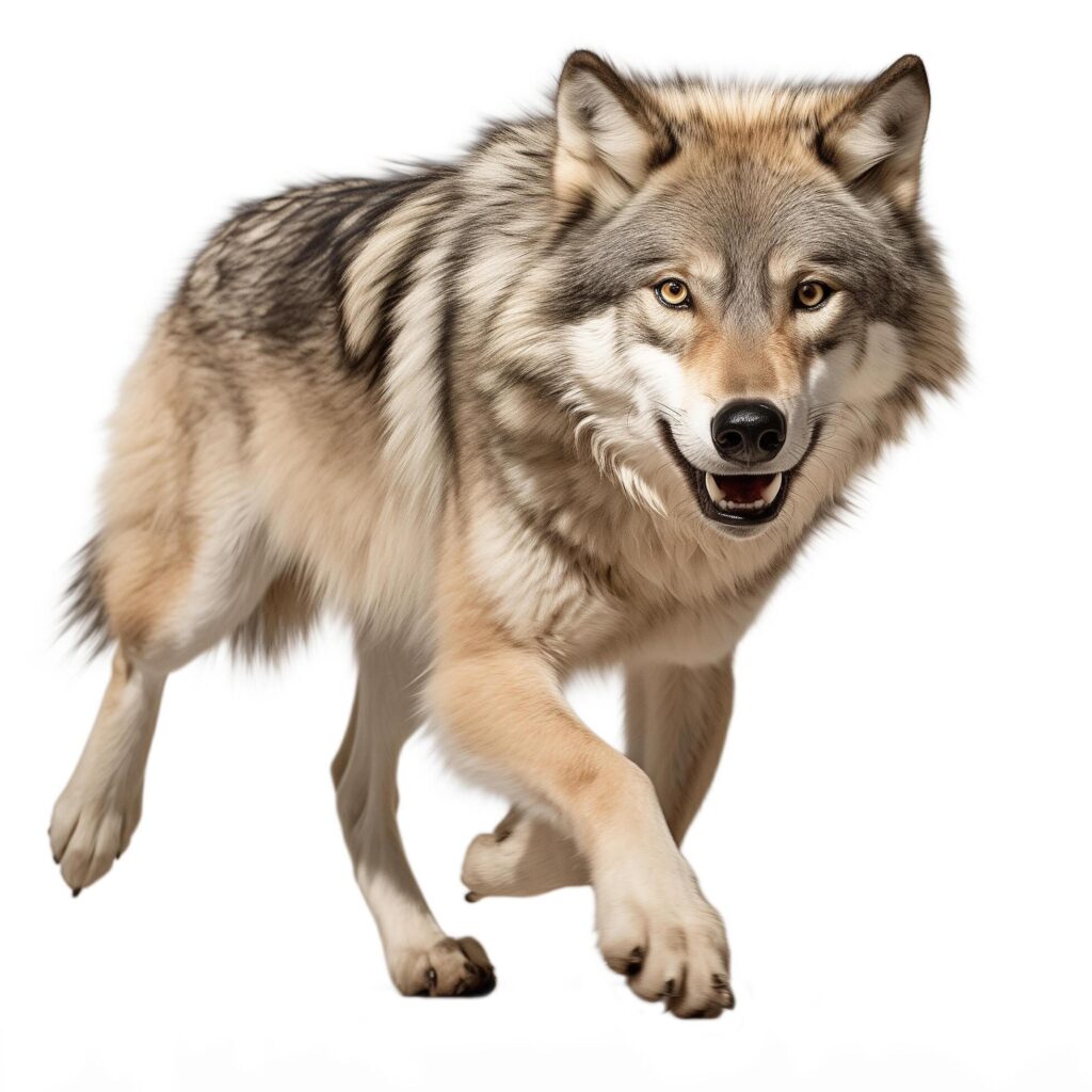 canadian wolf isolated on white background.Generative Ai Free Photo