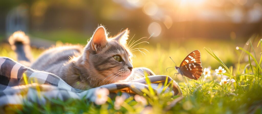 cat on garden park spring summer concept background Free Photo