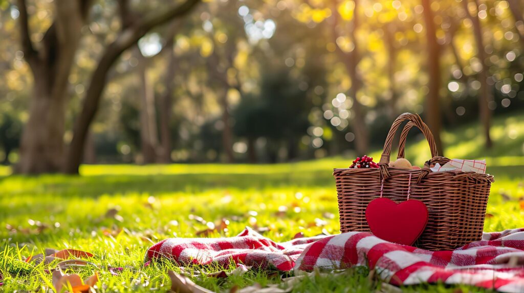 Celebration style of Valentine day picnic in green garden Free Photo