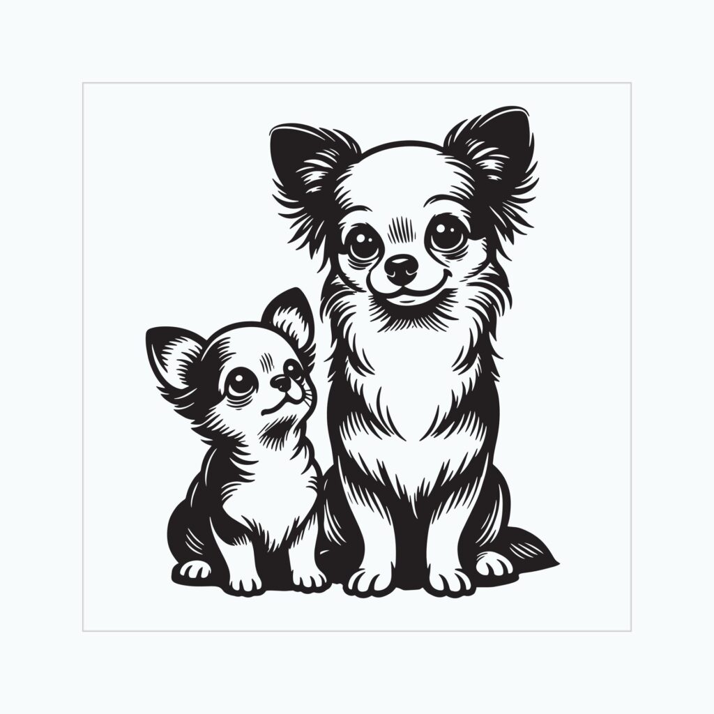 Chihuahua Dog Family Clipart illustration Vector Free Vector