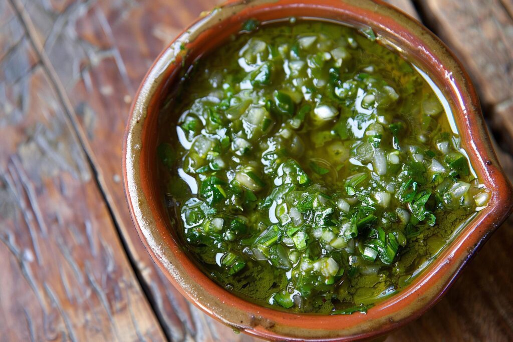 Chimichurri Sauce in Rustic Bowl. Free Photo