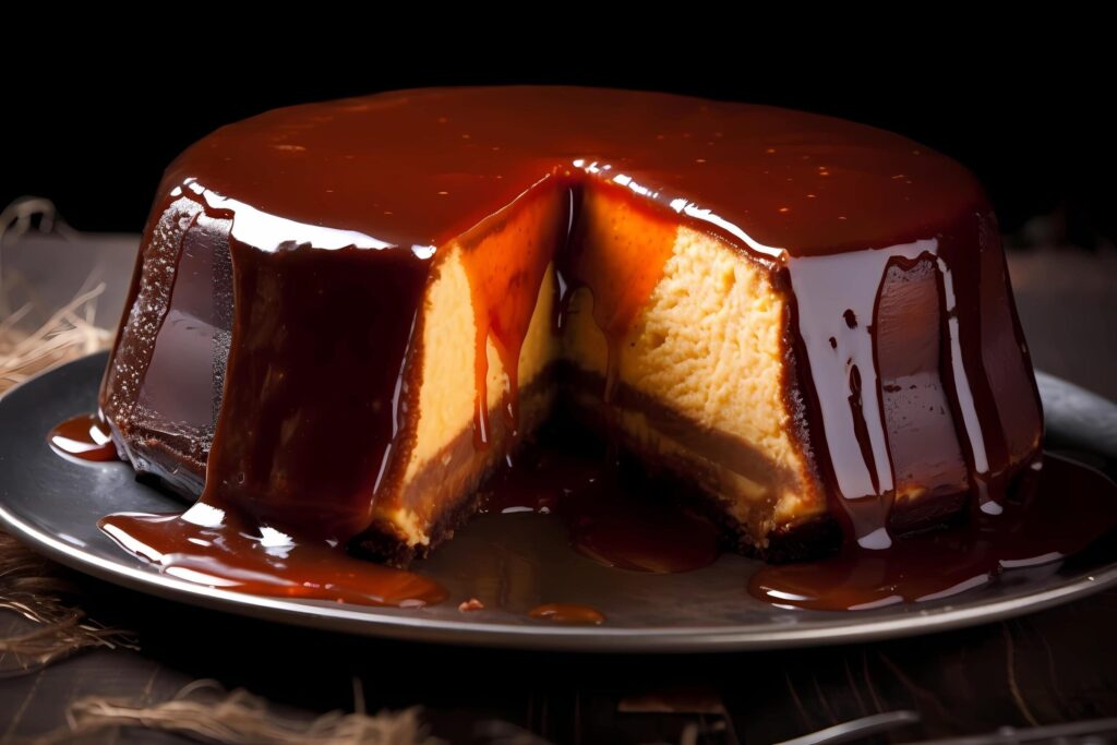 Chocoflan – A popular Mexican dessert, chocoflan combines layers of chocolate cake and creamy flan, caramel custard, in one delicious treat Free Photo