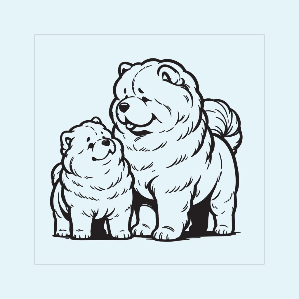 Chow Chow Dog Family Clipart illustration Vector Free Vector