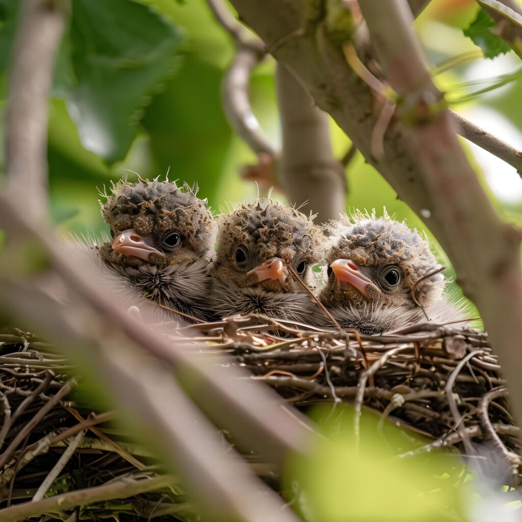 Chubby baby birds in a nest Free Photo