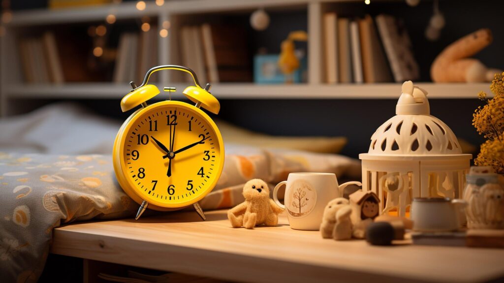 close up photo Children’s desk with reading book, pencil, alarm clock with copy space Free Photo