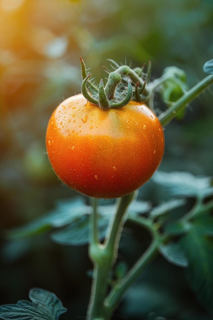 Close Up of a Tomato on a Plant Free Photo