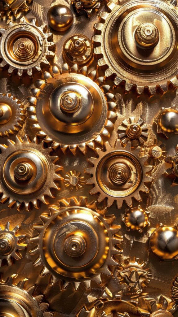 Close-Up of Gold Gears Free Photo