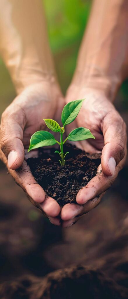 Close-up of hands nurturing a young plant Free Photo