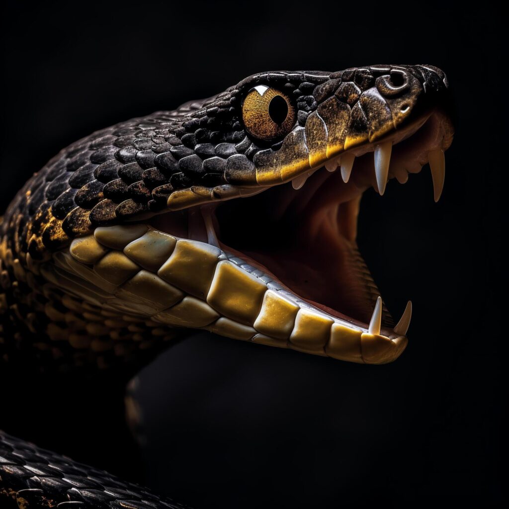 close-up portrait of cobra snake, generative ai Free Photo