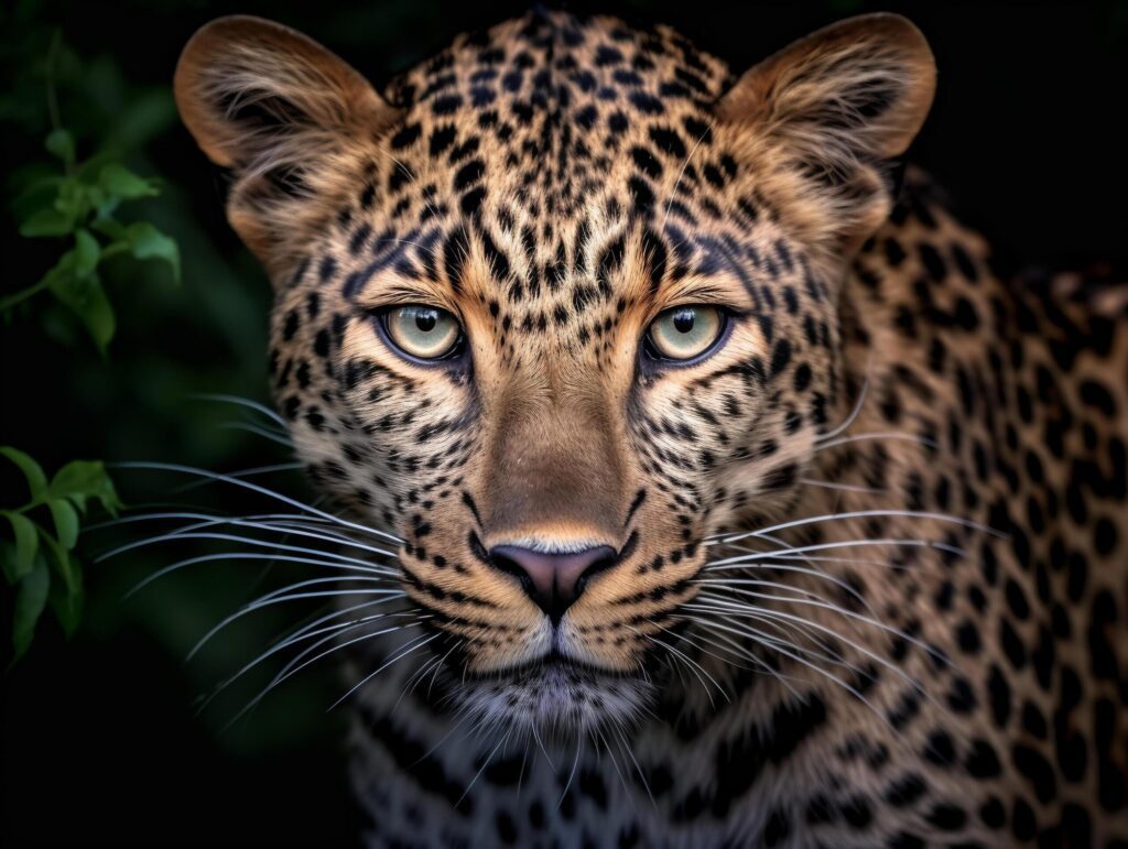 close up portrait of leopard. generative ai Free Photo