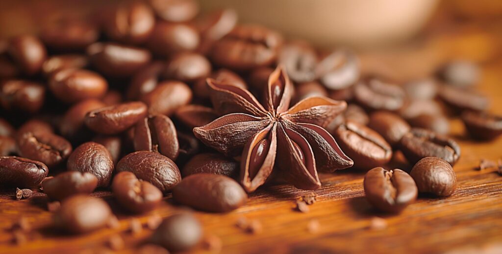 coffee beans and star anise Free Photo