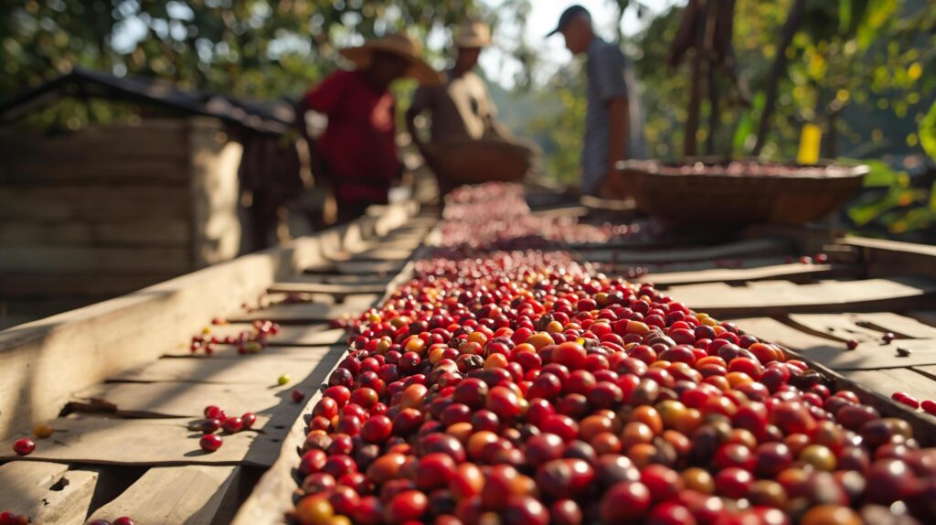 coffee beans are being sorted on a conveyor belt Free Photo