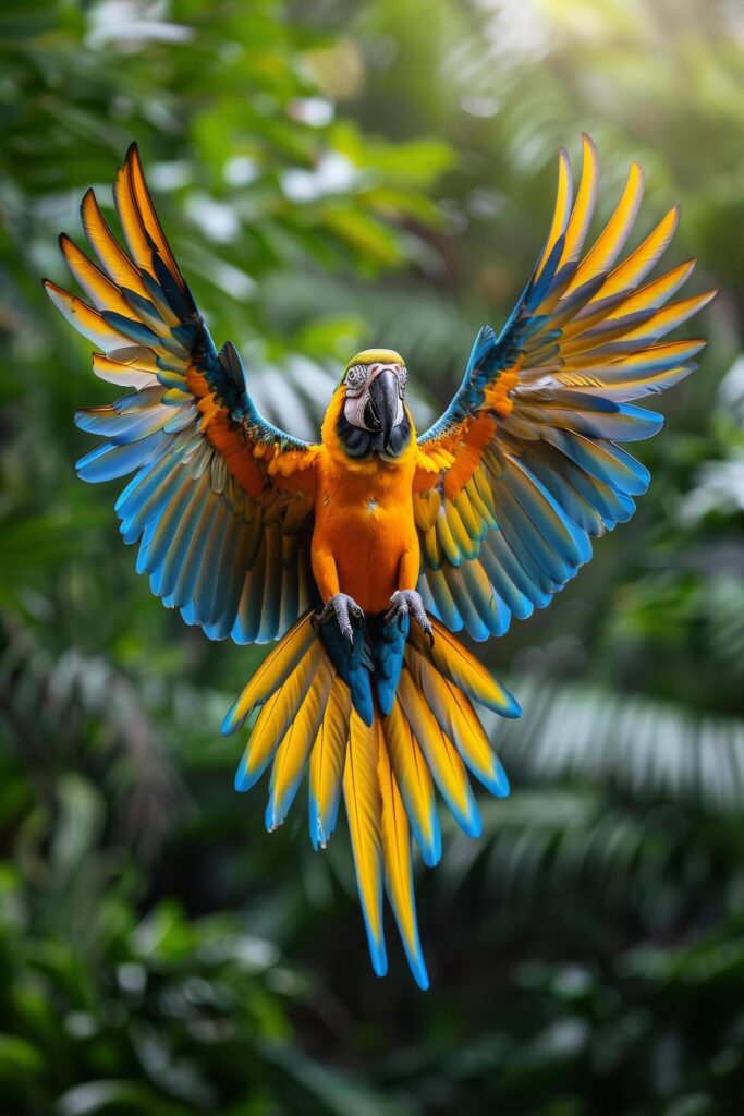 Colorful Bird Flying Through the Air Free Photo