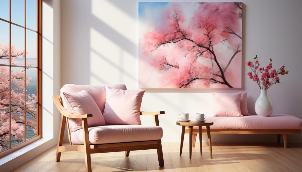 Comfortable modern apartment with bright pink walls and elegant decor generated by AI Free Photo