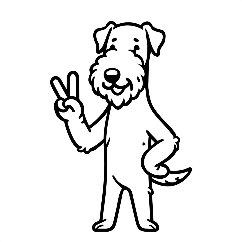 Confident Airedale Terrier Peace Gesture Illustration Vector Free Vector