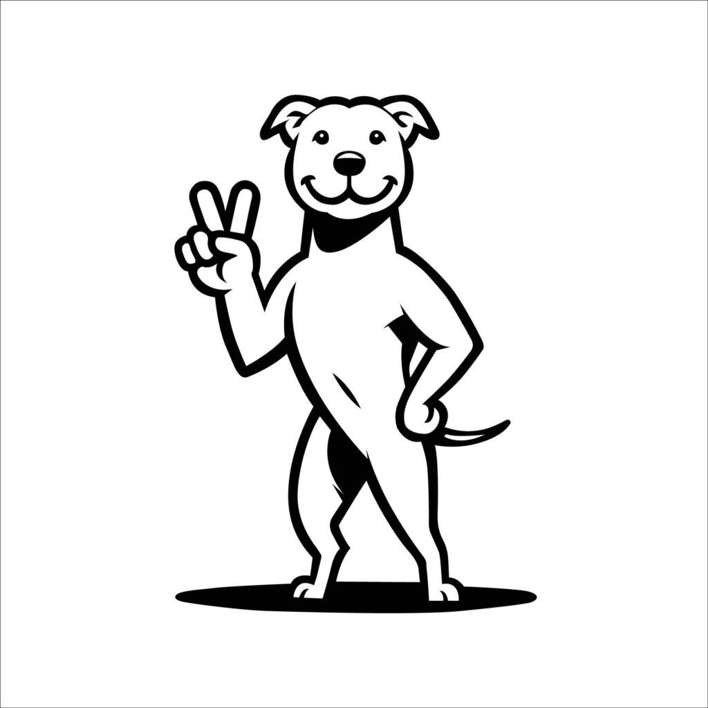 Confident American Staffordshire Terrier Peace Gesture Illustration Vector Free Vector