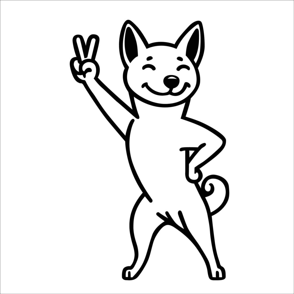 Confident Basenji Peace Gesture Illustration Vector Free Vector