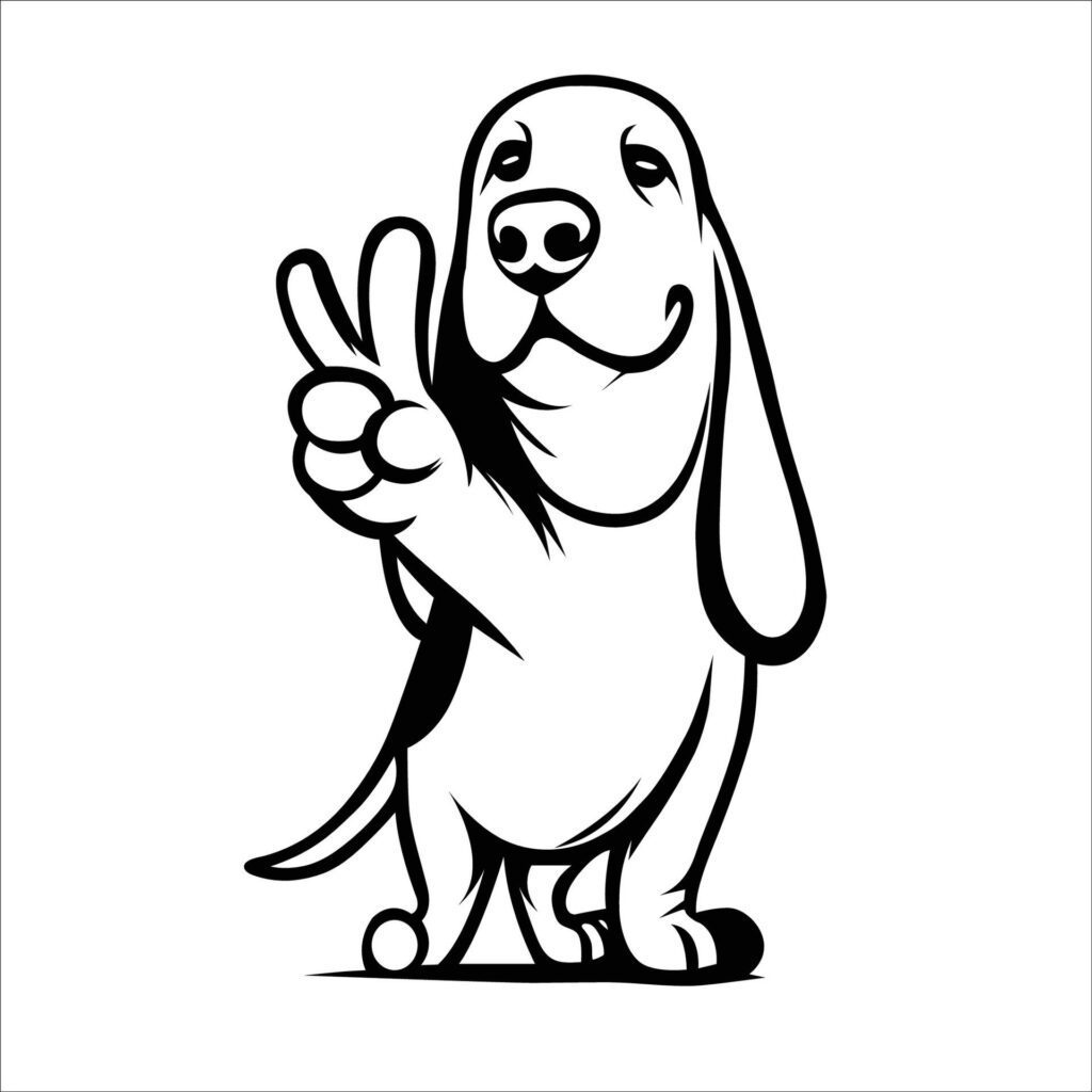 Confident Basset Hound Peace Gesture Illustration Vector Free Vector