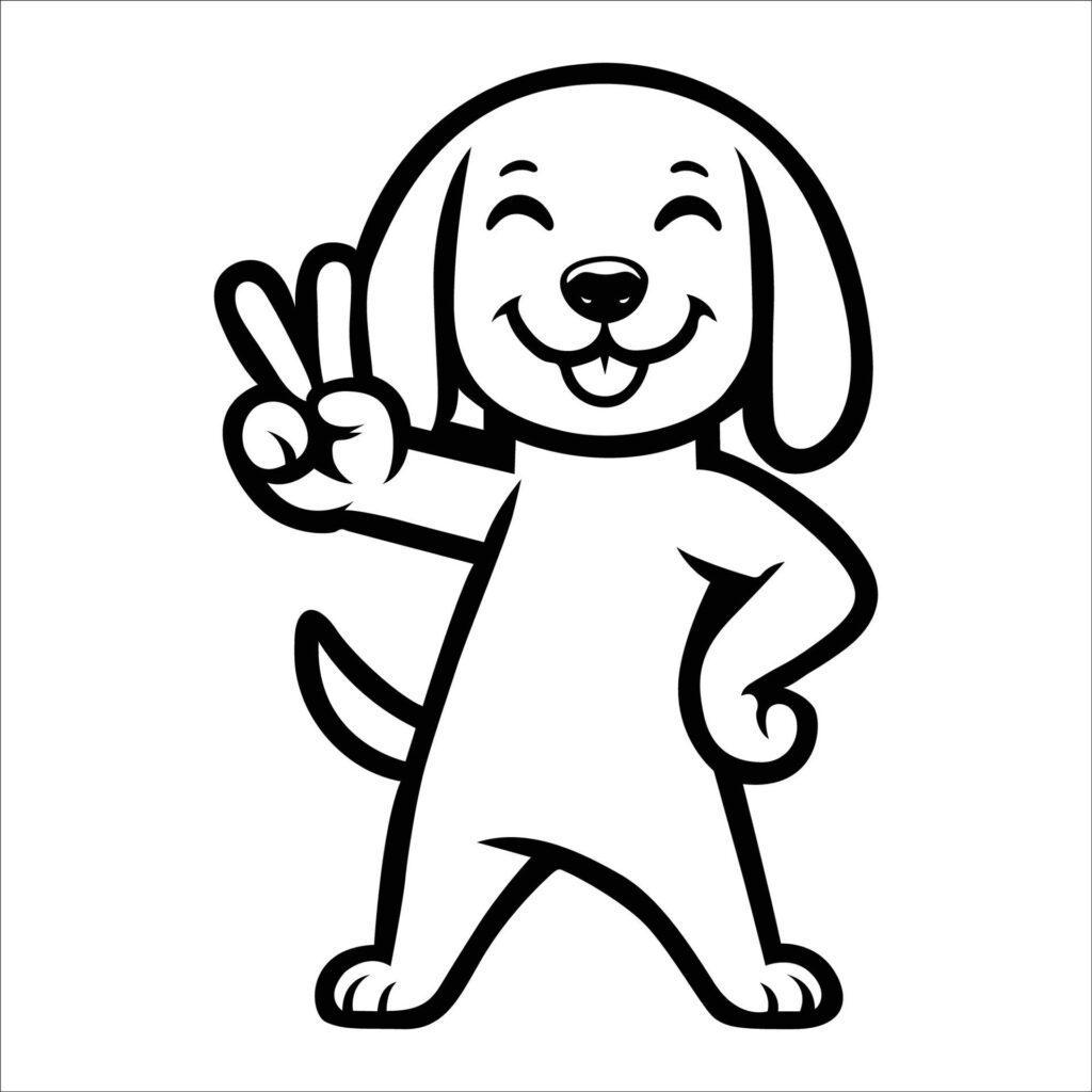 Confident Beagle Peace Gesture Illustration Vector Free Vector