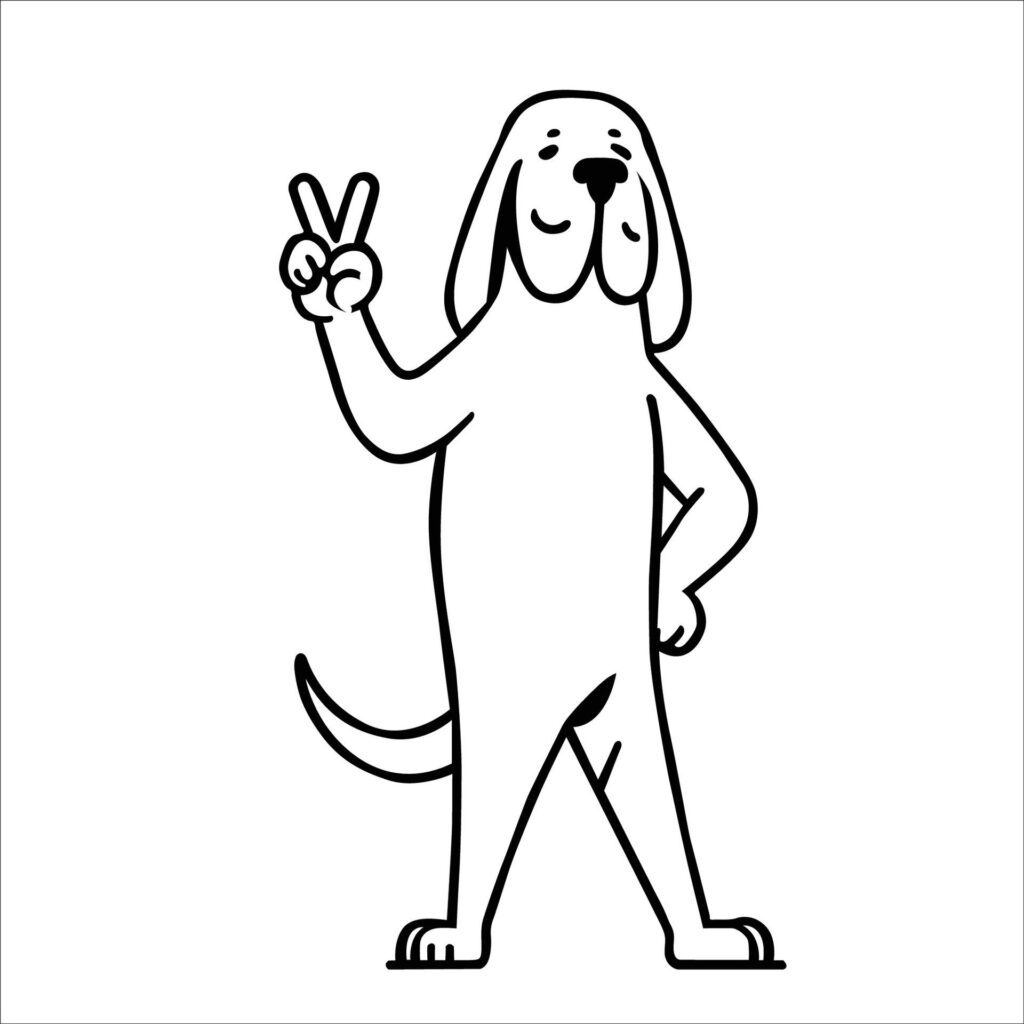 Confident Bloodhound Peace Gesture Illustration Vector Free Vector