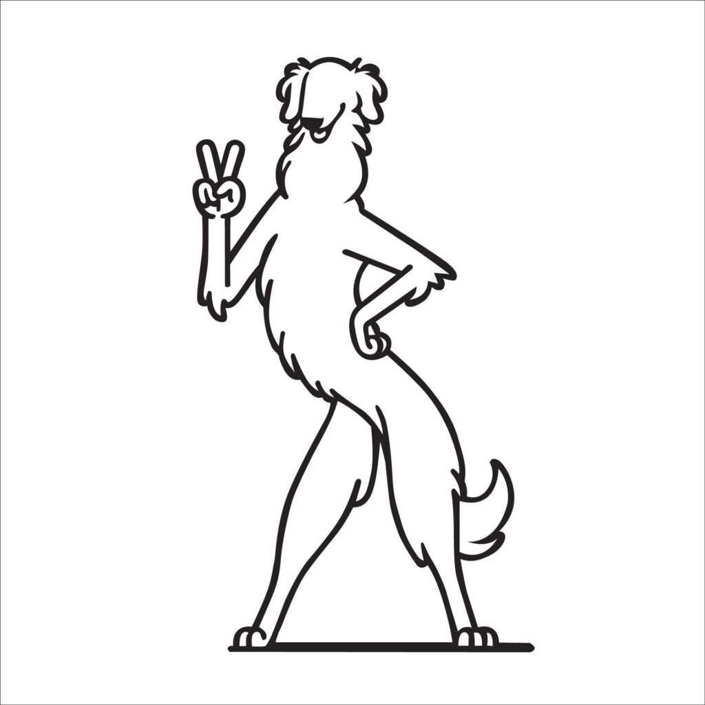 Confident Borzoi Peace Gesture Illustration Vector Free Vector