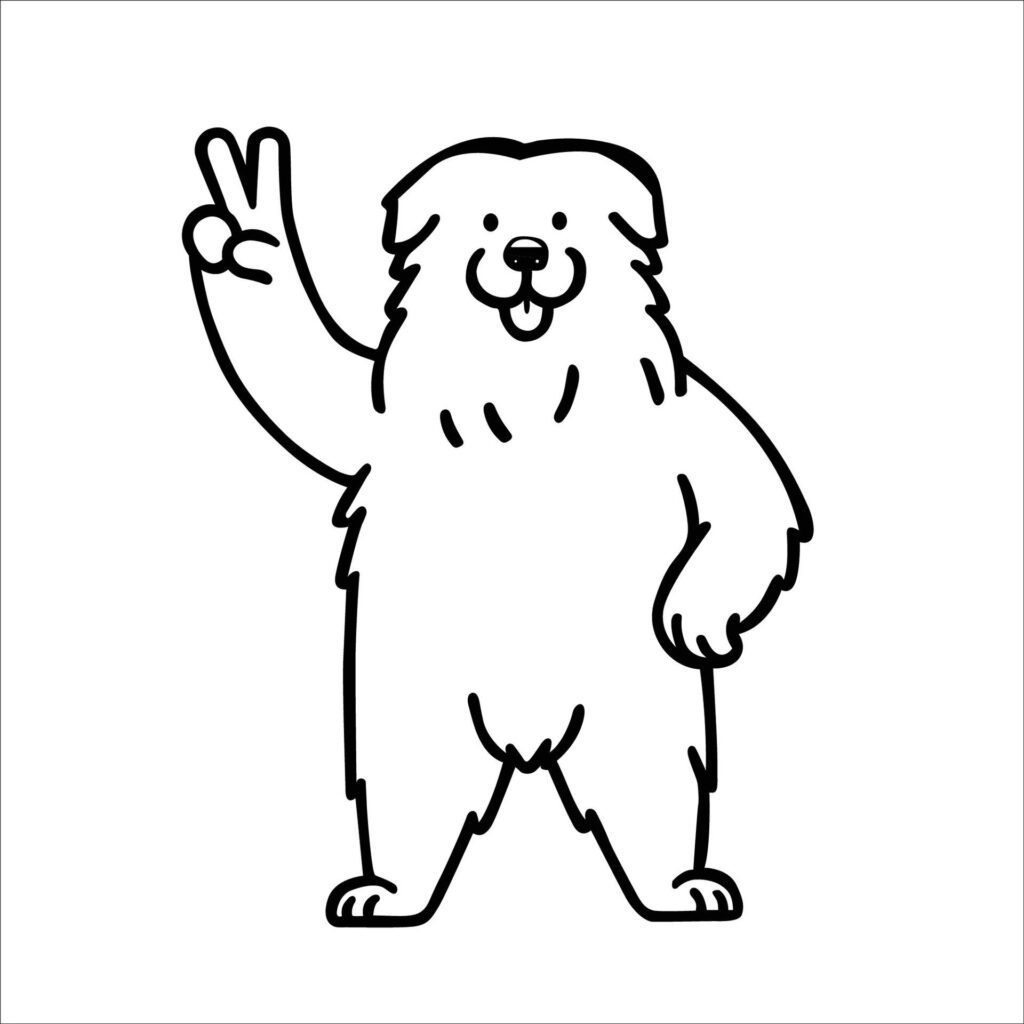 Confident Bouvier des Flandres Peace Gesture Illustration Vector Free Vector