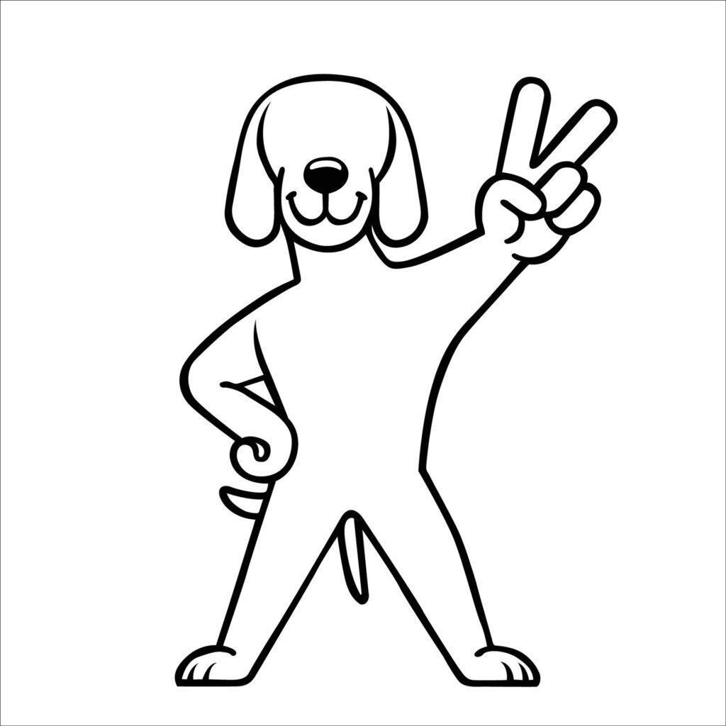 Confident Bracco Peace Gesture Illustration Vector Free Vector