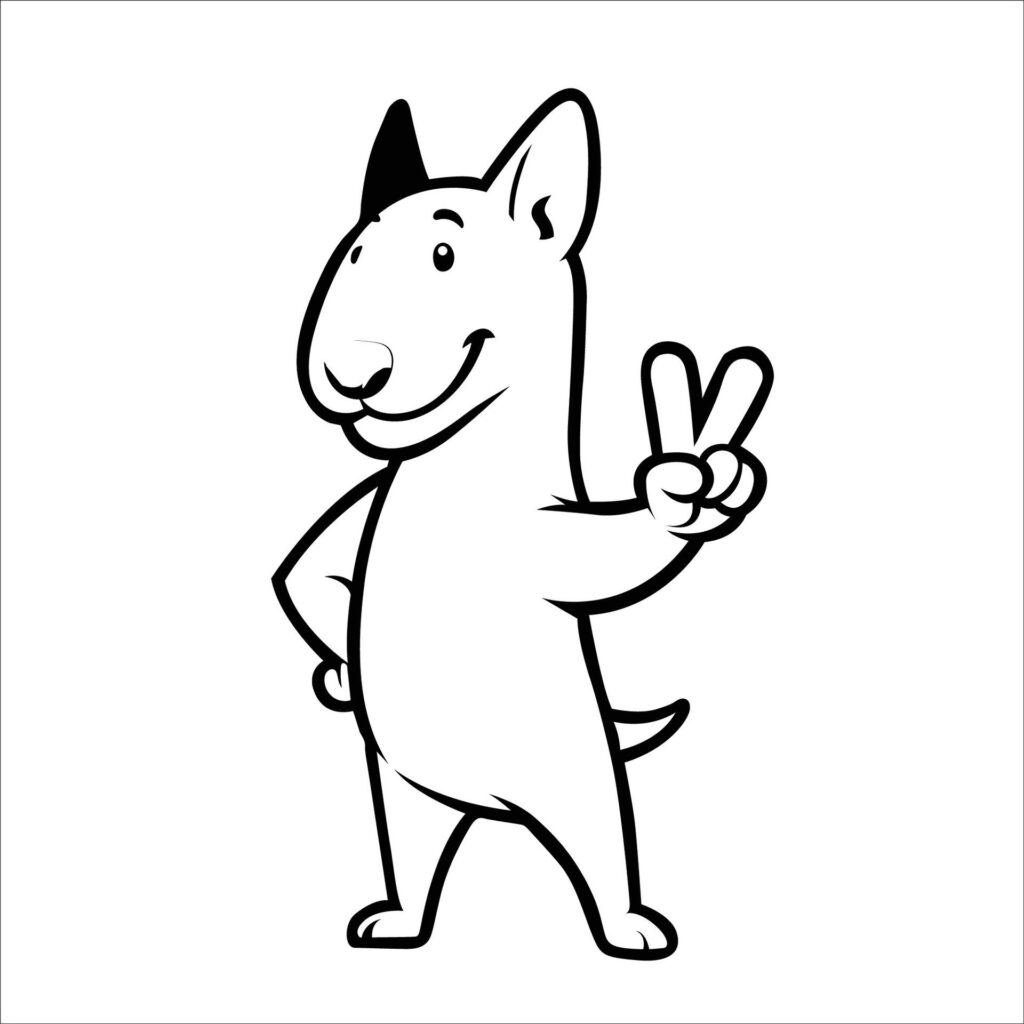 Confident Bull Terrier Peace Gesture Isolated Illustration Free Vector