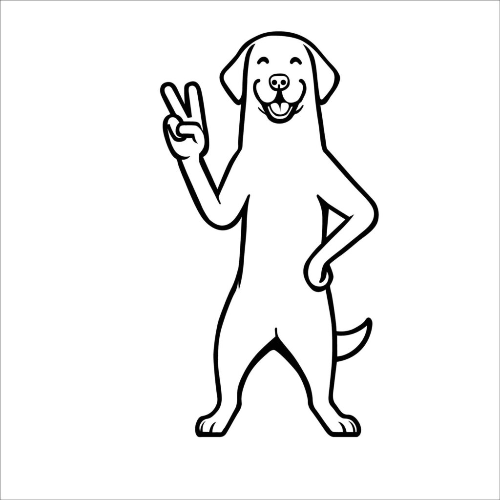 Confident Chesapeake Bay Retriever Peace Gesture Illustration Vector Free Vector