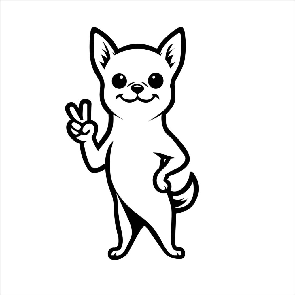 Confident Chihuahua Peace Gesture Illustration Vector Free Vector