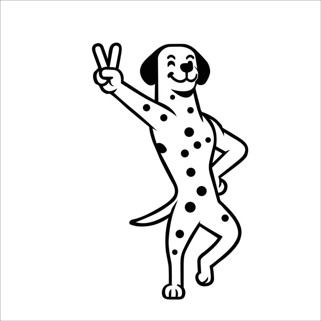 Confident Dalmatian Peace Gesture Illustration Vector Free Vector