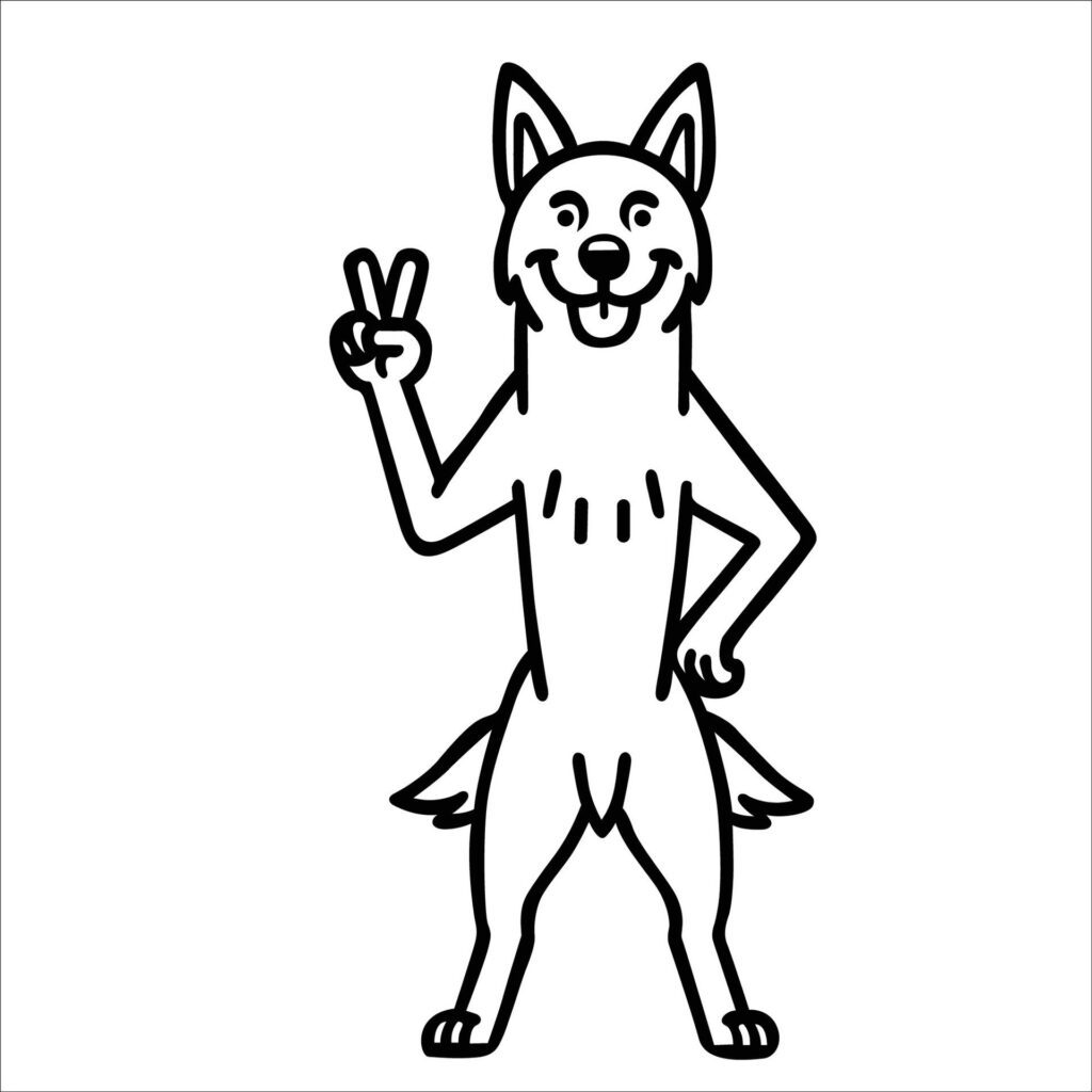 Confident Dutch Shepherd Peace Gesture Illustration Vector Free Vector