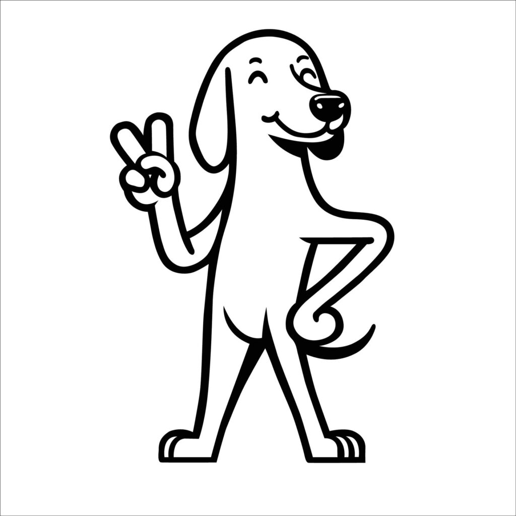 Confident English Foxhound Peace Gesture Illustration Vector Free Vector