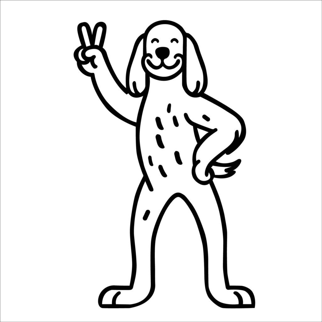 Confident English Setter Peace Gesture Illustration Vector Free Vector