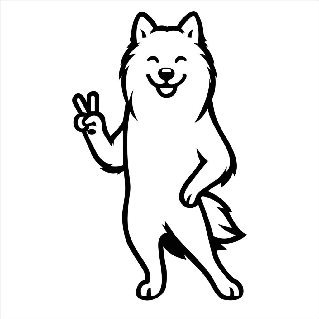 Confident Finnish Spitz Peace Gesture Illustration Vector Free Vector