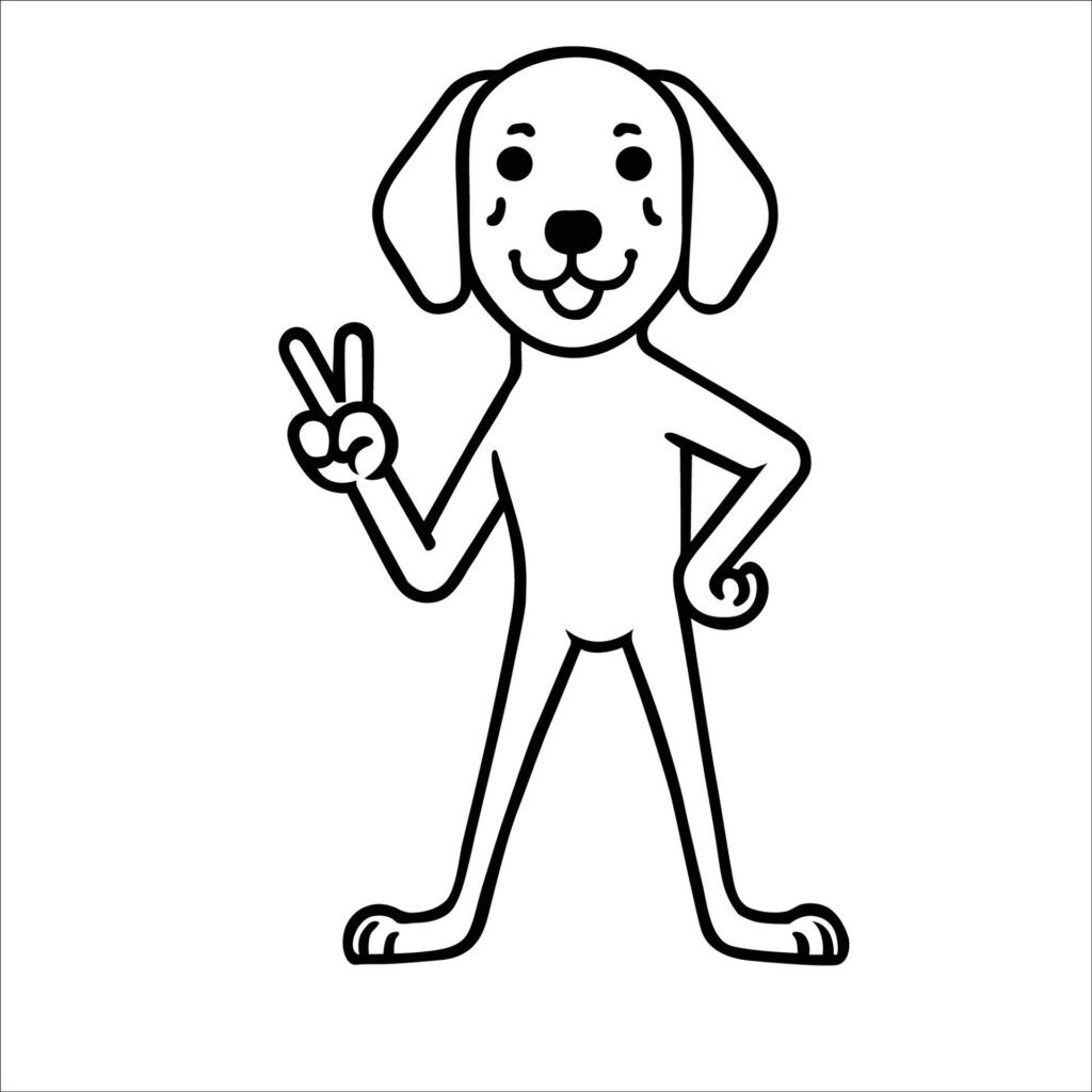 Confident German Shorthaired Pointer Peace Gesture Illustration Vector Free Vector