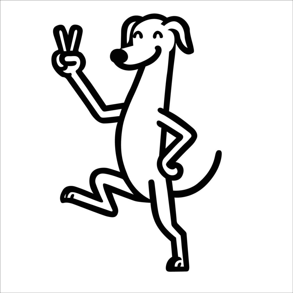 Confident Greyhound Peace Gesture Illustration Vector Free Vector